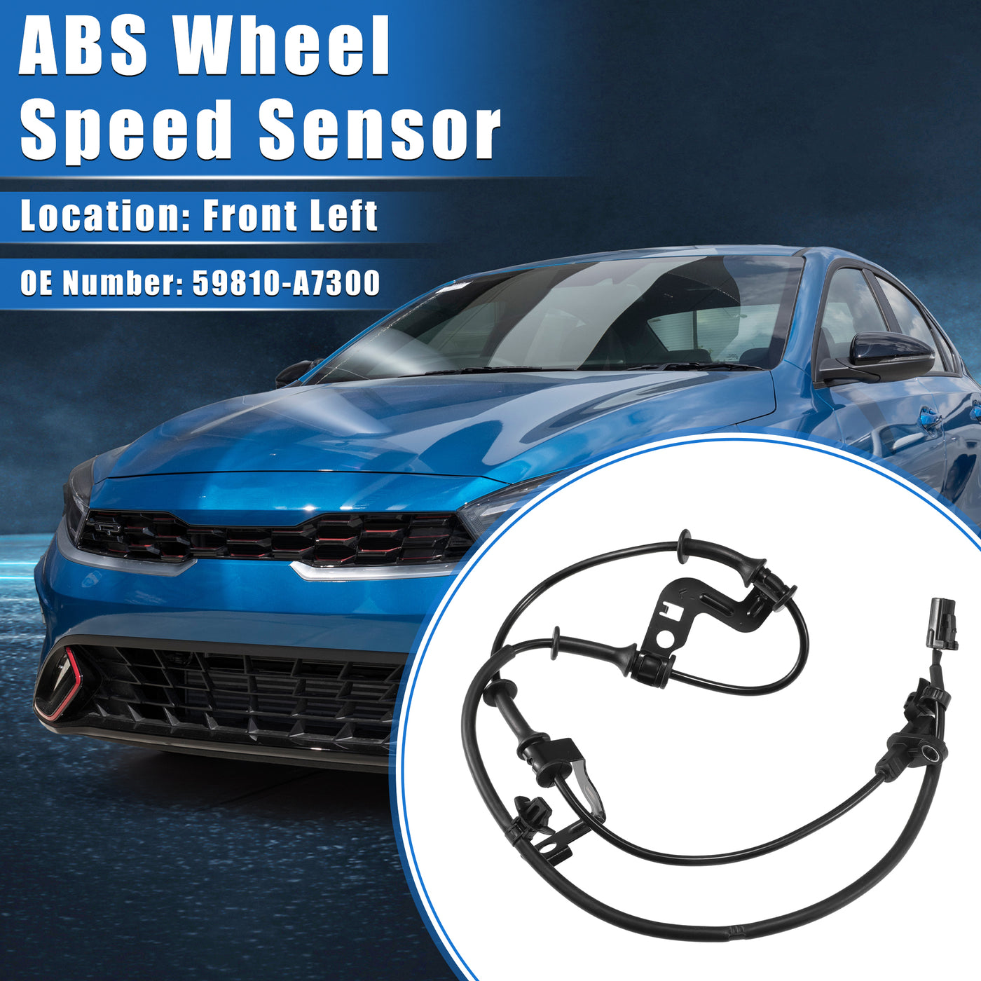 VekAuto ABS Wheel Speed Sensor Compatible for Kia Forte 2014-2018 for Kia Forte5 2014-2018, Custom Plastic Black Front Left Driver Side No.59810-A7300