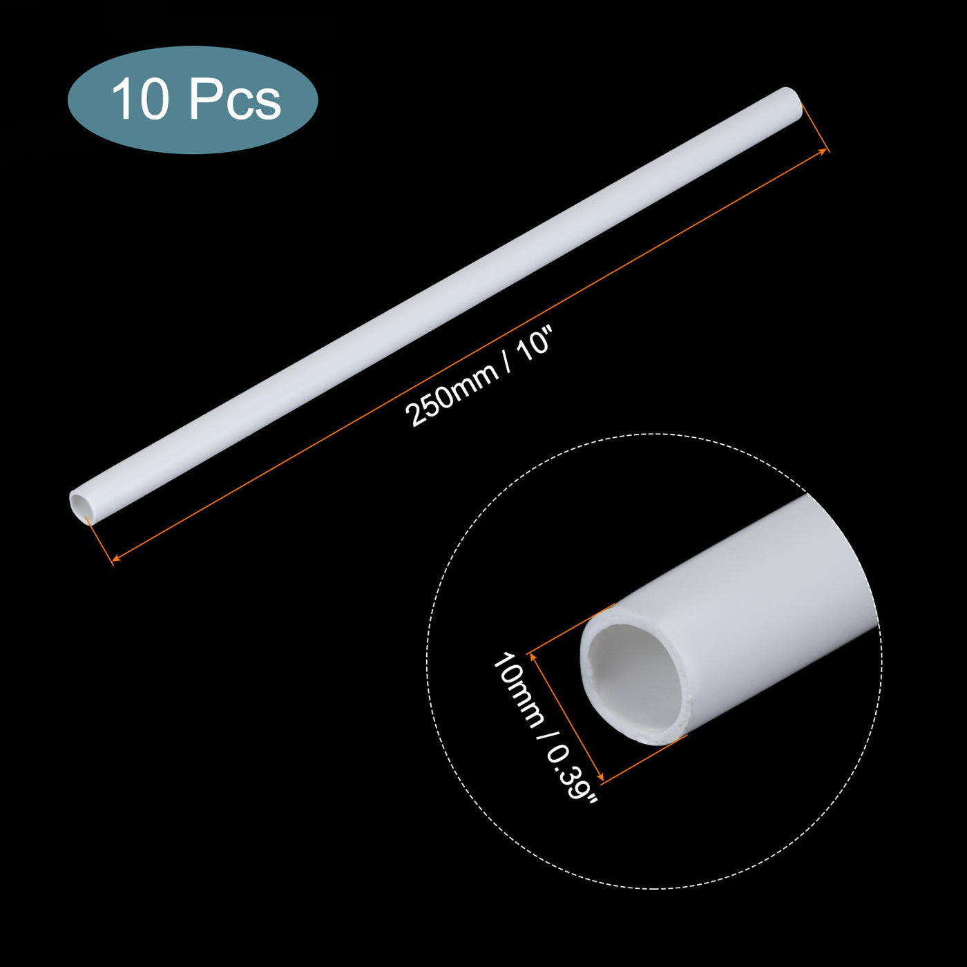 Harfington 10pcs 10" Plastic Model Tube ABS Round Tube 0.39" OD White Easy Processing for Architectural Model Making DIY