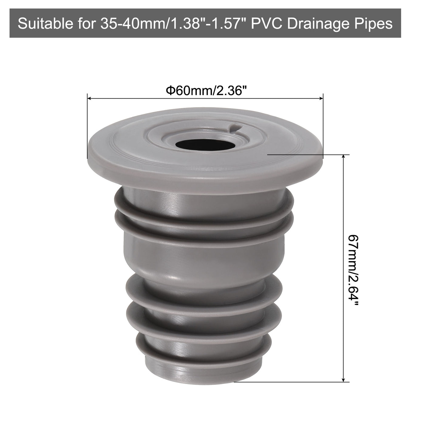 uxcell Uxcell Drain Pipe Seal Ring for 35-40mm PVC Drainage Pipes, Grey