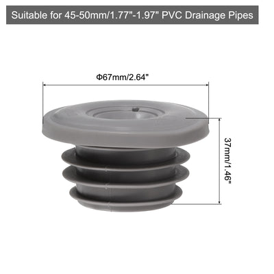 Harfington Uxcell Drain Pipe Seal Ring with Plug for 45-50mm PVC Drainage Pipes, Grey