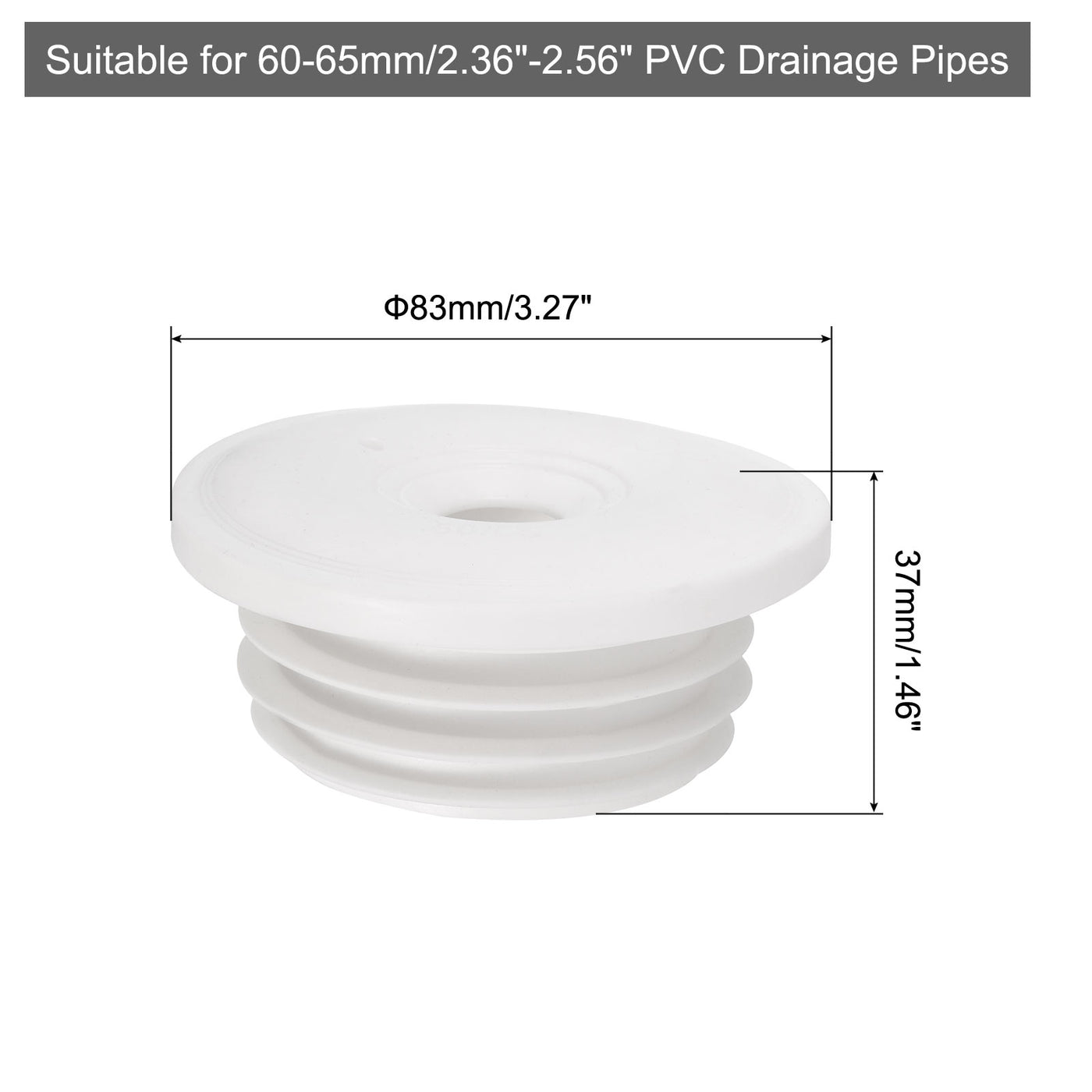 uxcell Uxcell Drain Pipe Seal Ring with Plug for 60-65mm PVC Drainage Pipes, White