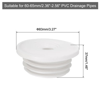 Harfington Uxcell Drain Pipe Seal Ring with Plug for 60-65mm PVC Drainage Pipes, White