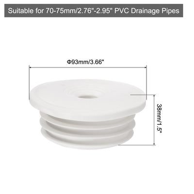 Harfington Uxcell Drain Pipe Seal Ring with Plug for 70-75mm PVC Drainage Pipes, White