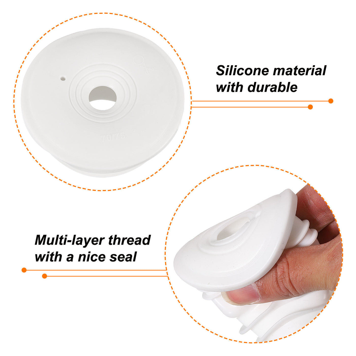 uxcell Uxcell Drain Pipe Seal Ring with Plug for 70-75mm PVC Drainage Pipes, White