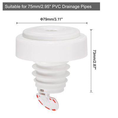 Harfington Uxcell 2Pcs Drain Pipe Seal Ring, Silicone Ring for 75mm/2.95" PVC Drainage Pipes