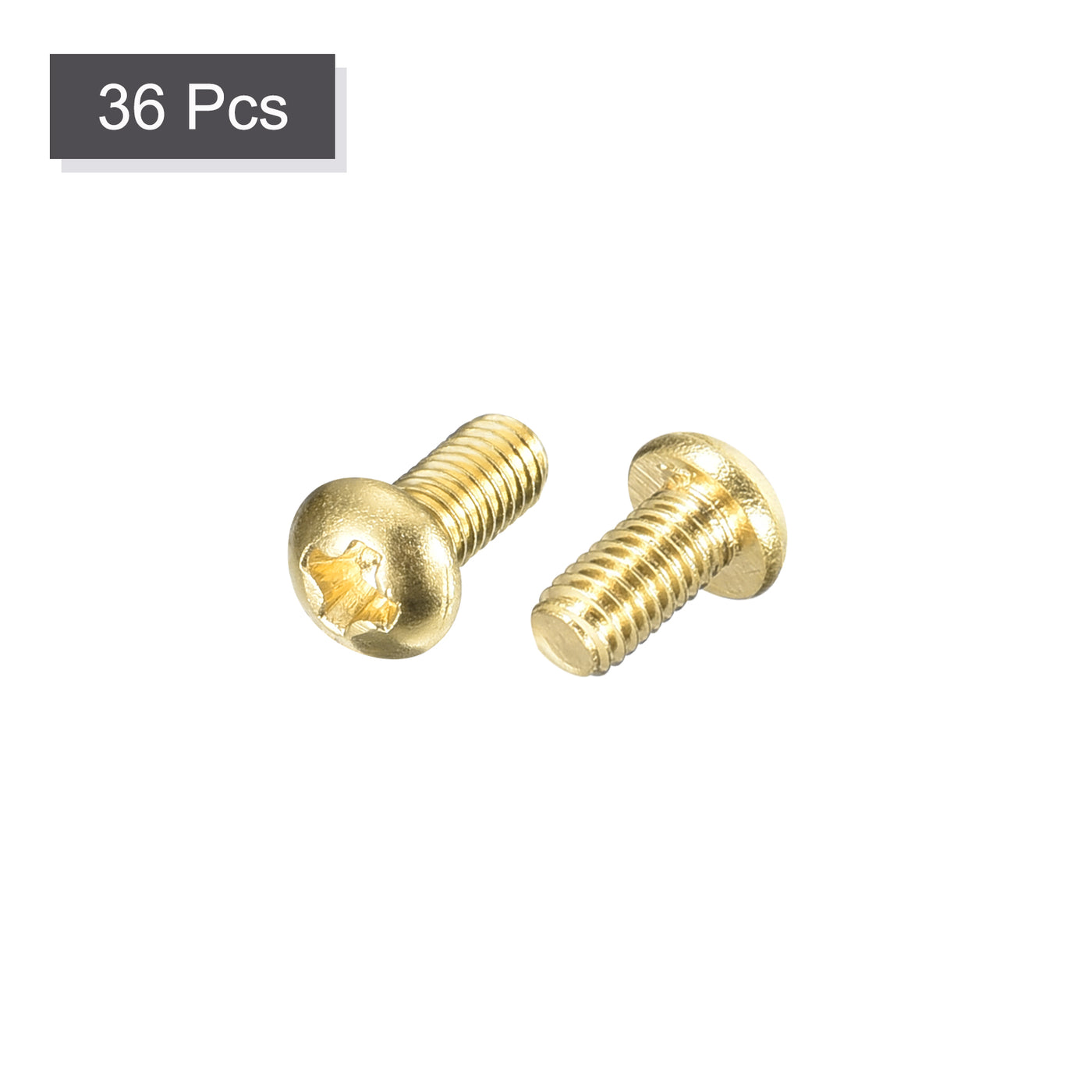 uxcell Uxcell Brass Machine Screws, M3x5mm Phillips Pan Head Fastener Bolts for Furniture, Office Equipment, Electronics 36Pcs