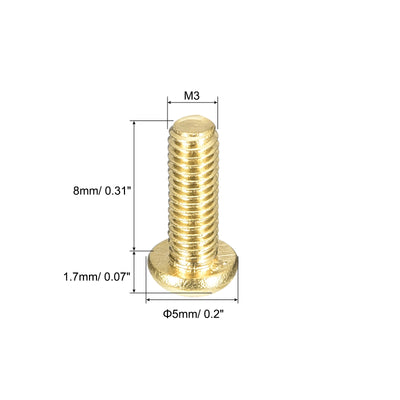 Harfington Uxcell Brass Machine Screws, M3x8mm Phillips Pan Head Fastener Bolts for Furniture, Office Equipment, Electronics 36Pcs