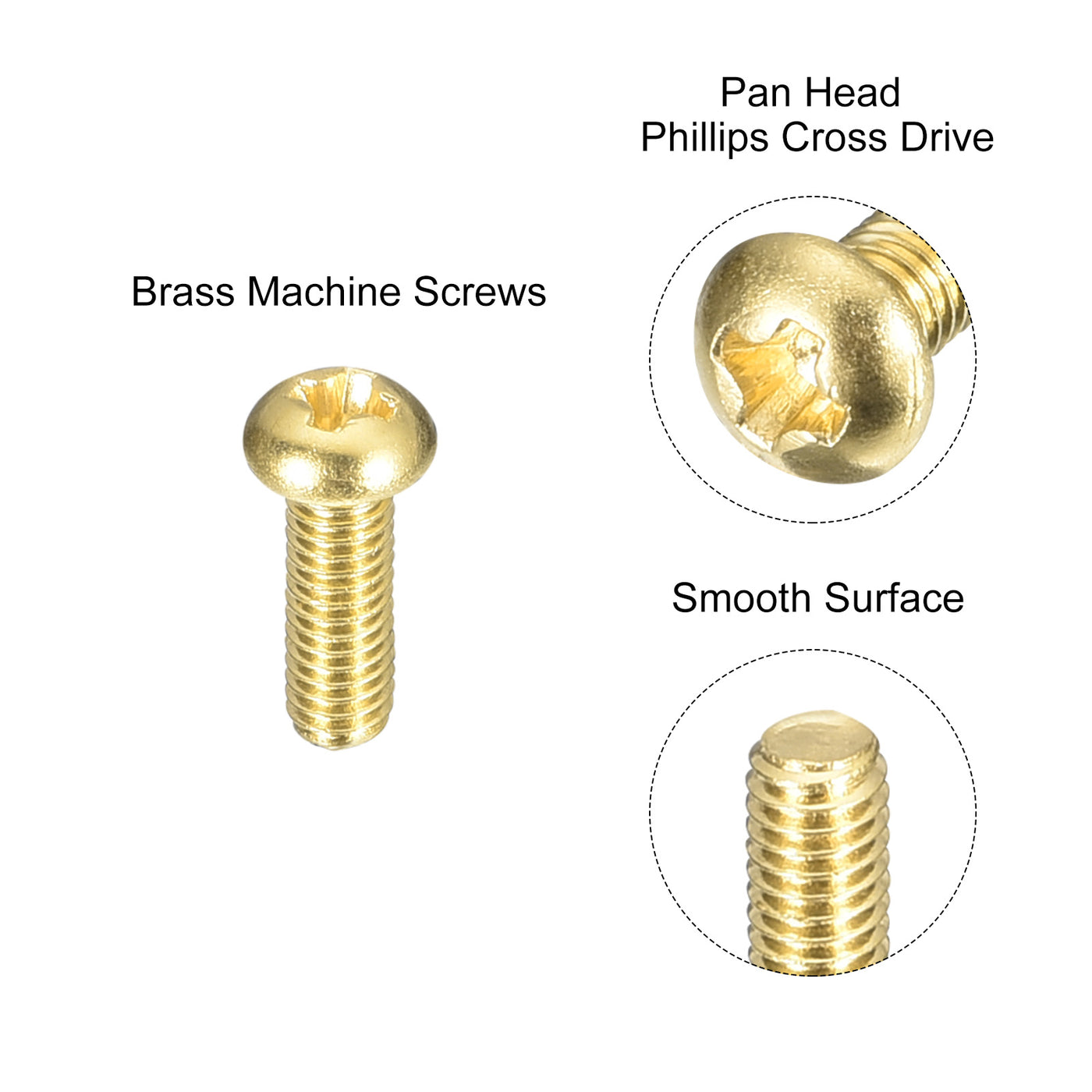 uxcell Uxcell Brass Machine Screws, M3x8mm Phillips Pan Head Fastener Bolts for Furniture, Office Equipment, Electronics 36Pcs