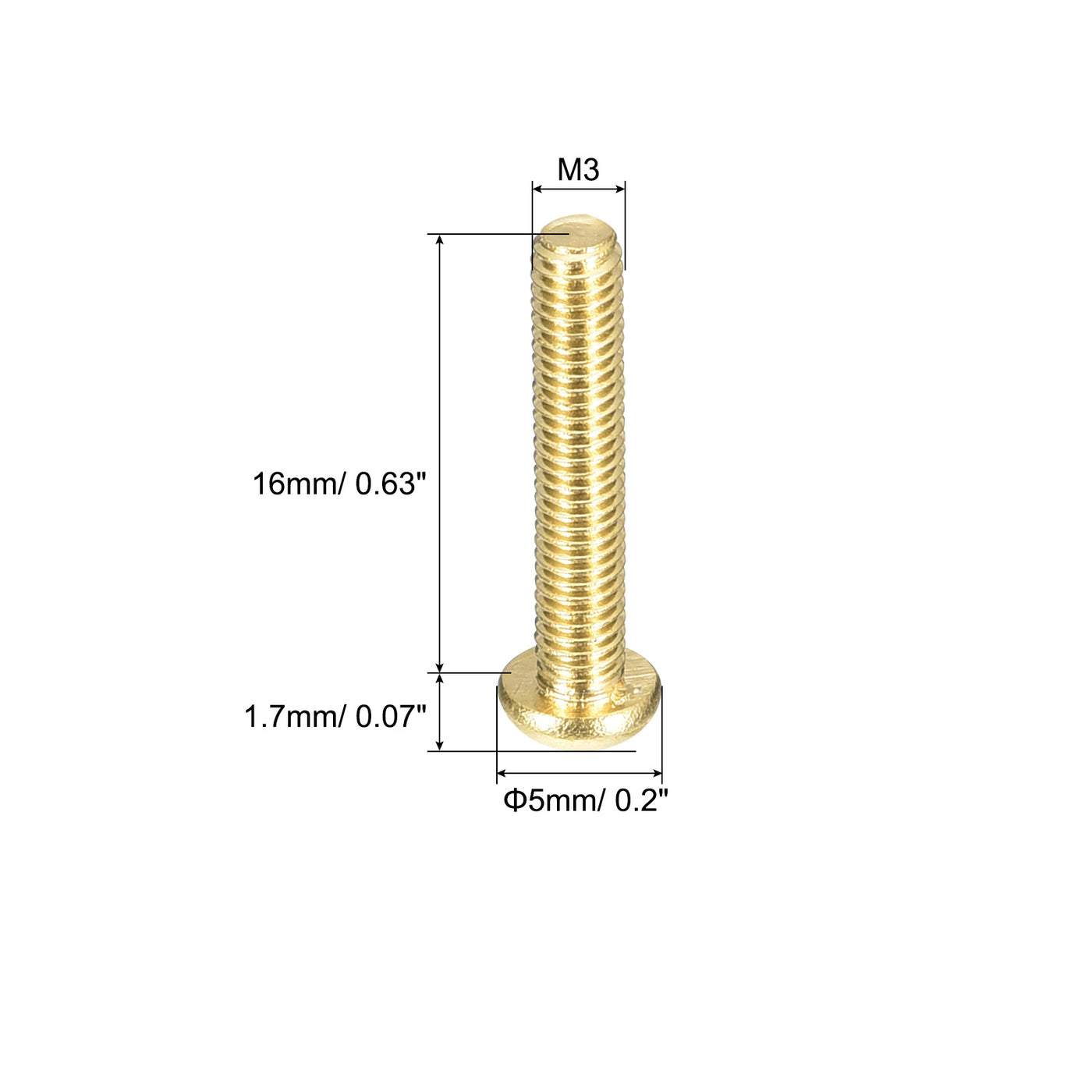 uxcell Uxcell Brass Machine Screws, M3x16mm Phillips Pan Head Fastener Bolts for Furniture, Office Equipment, Electronics 36Pcs