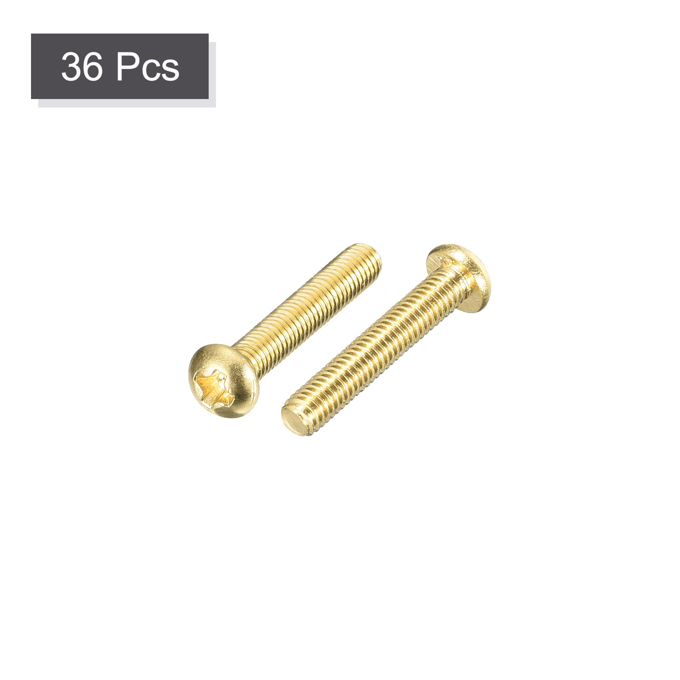 uxcell Uxcell Brass Machine Screws, M3x16mm Phillips Pan Head Fastener Bolts for Furniture, Office Equipment, Electronics 36Pcs