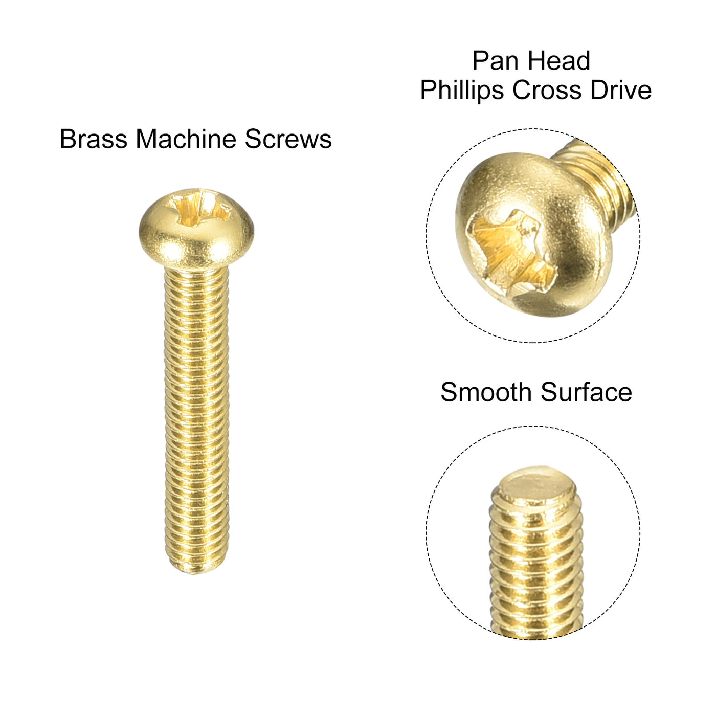 uxcell Uxcell Brass Machine Screws, M3x16mm Phillips Pan Head Fastener Bolts for Furniture, Office Equipment, Electronics 36Pcs