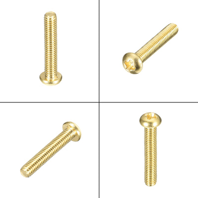 Harfington Uxcell Brass Machine Screws, M3x16mm Phillips Pan Head Fastener Bolts for Furniture, Office Equipment, Electronics 36Pcs