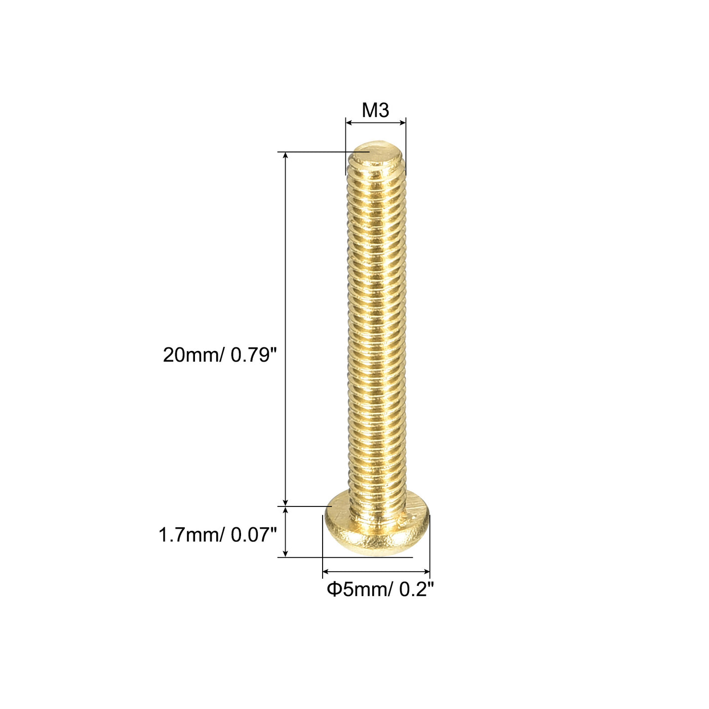 uxcell Uxcell Brass Machine Screws, M3x20mm Phillips Pan Head Fastener Bolts for Furniture, Office Equipment, Electronics 36Pcs