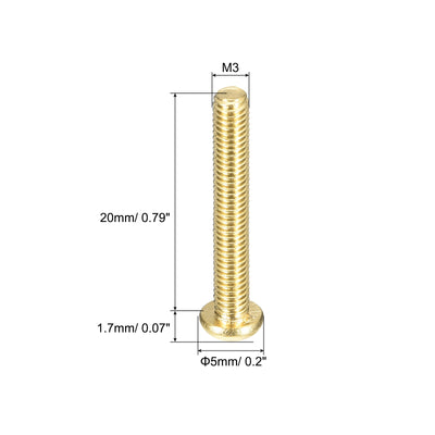 Harfington Uxcell Brass Machine Screws, M3x20mm Phillips Pan Head Fastener Bolts for Furniture, Office Equipment, Electronics 36Pcs