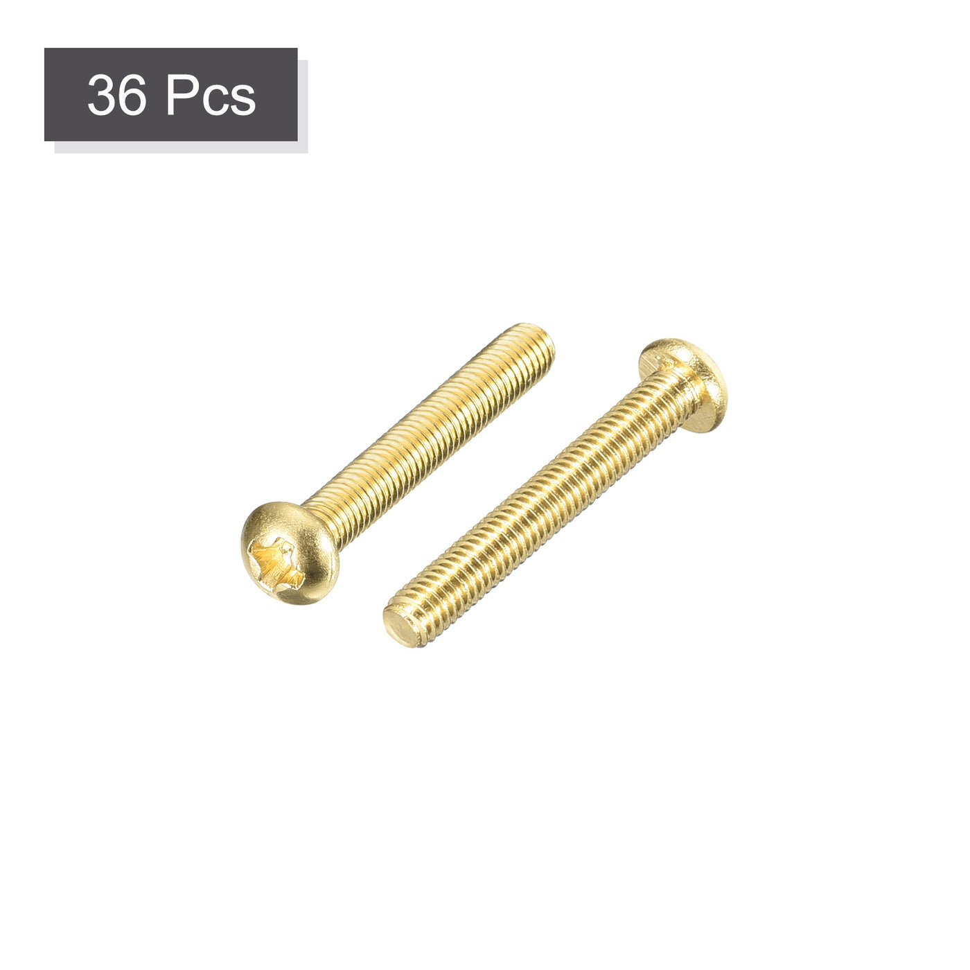 uxcell Uxcell Brass Machine Screws, M3x20mm Phillips Pan Head Fastener Bolts for Furniture, Office Equipment, Electronics 36Pcs