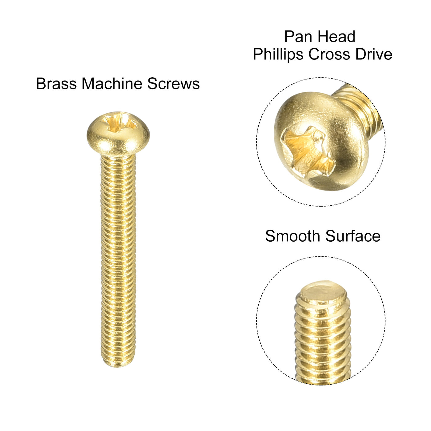 uxcell Uxcell Brass Machine Screws, M3x20mm Phillips Pan Head Fastener Bolts for Furniture, Office Equipment, Electronics 36Pcs