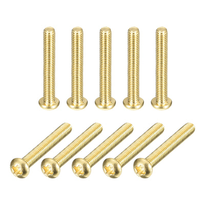 Harfington Uxcell Brass Machine Screws, M3x20mm Phillips Pan Head Fastener Bolts for Furniture, Office Equipment, Electronics 36Pcs