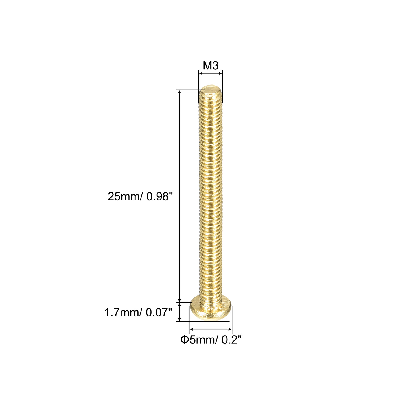 uxcell Uxcell Brass Machine Screws, M3x25mm Phillips Pan Head Fastener Bolts for Furniture, Office Equipment, Electronics 36Pcs