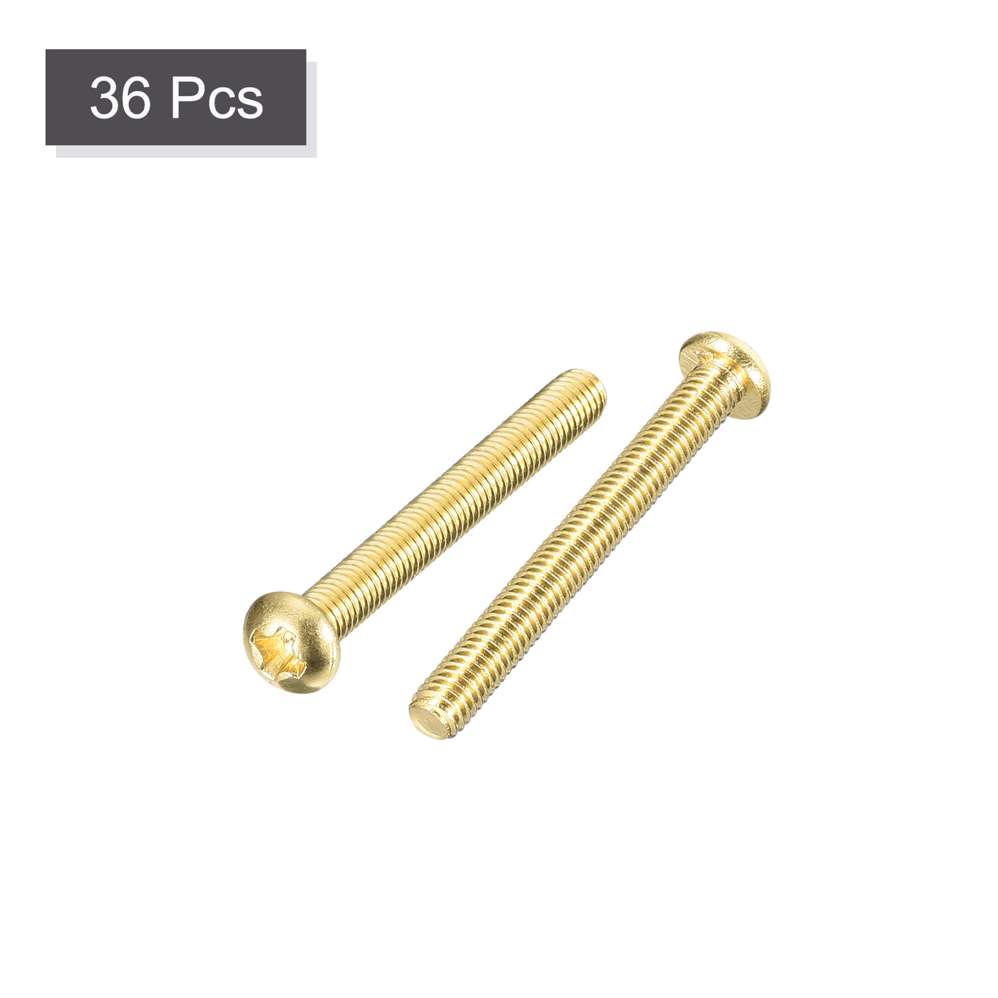 uxcell Uxcell Brass Machine Screws, M3x25mm Phillips Pan Head Fastener Bolts for Furniture, Office Equipment, Electronics 36Pcs