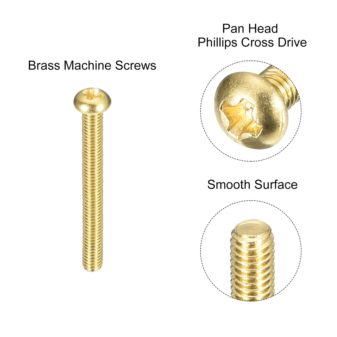 uxcell Uxcell Brass Machine Screws, M3x25mm Phillips Pan Head Fastener Bolts for Furniture, Office Equipment, Electronics 36Pcs