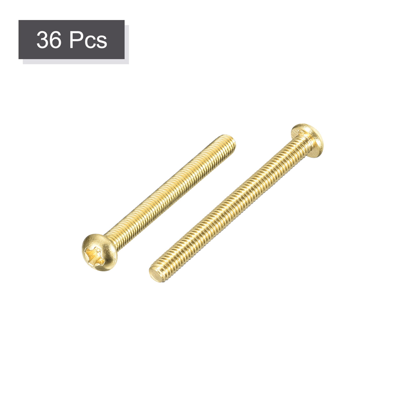 uxcell Uxcell Brass Machine Screws, M3x30mm Phillips Pan Head Fastener Bolts for Furniture, Office Equipment, Electronics 36Pcs