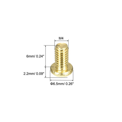 Harfington Uxcell Brass Machine Screws, M4x6mm Phillips Pan Head Fastener Bolts for Furniture, Office Equipment, Electronics 36Pcs