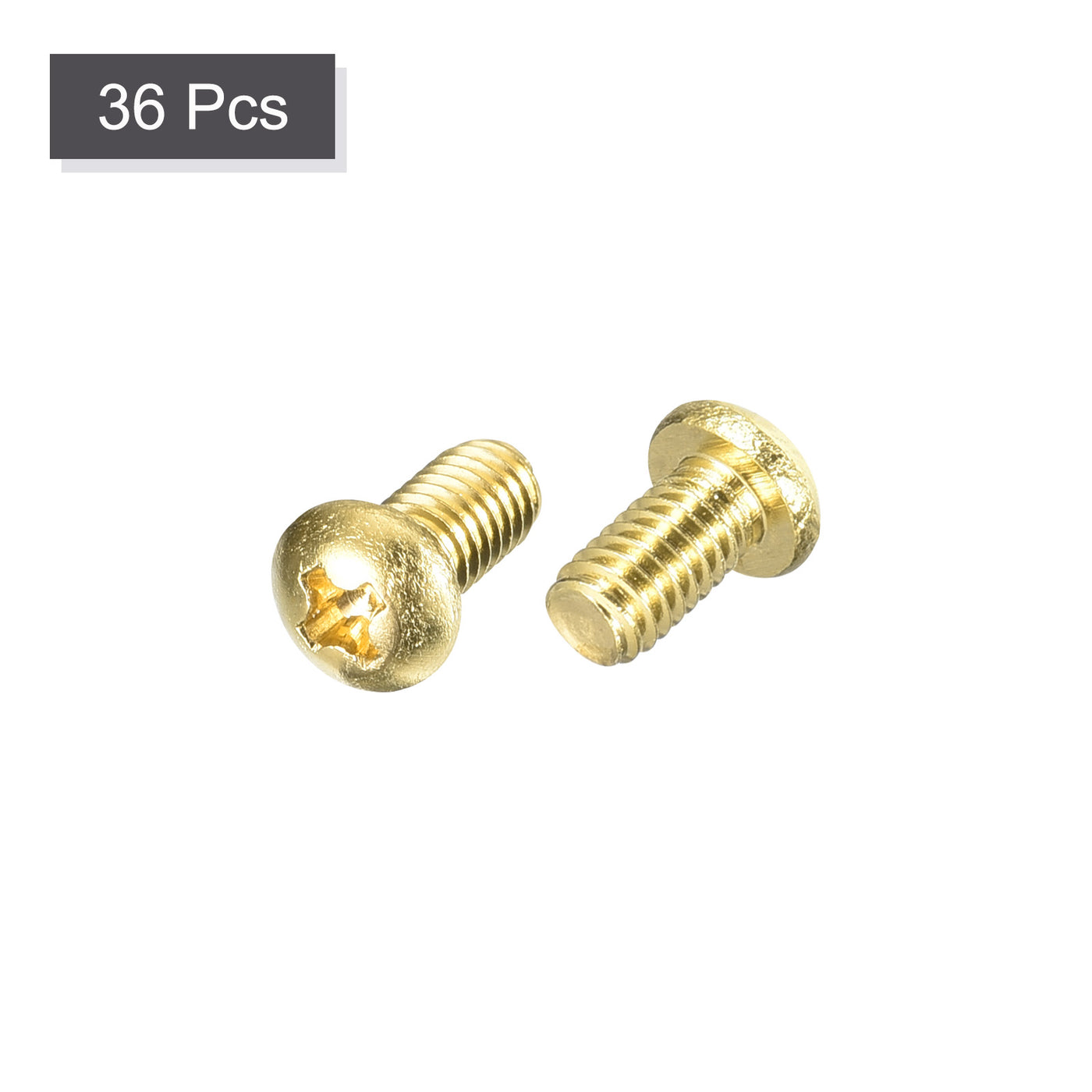 uxcell Uxcell Brass Machine Screws, M4x6mm Phillips Pan Head Fastener Bolts for Furniture, Office Equipment, Electronics 36Pcs