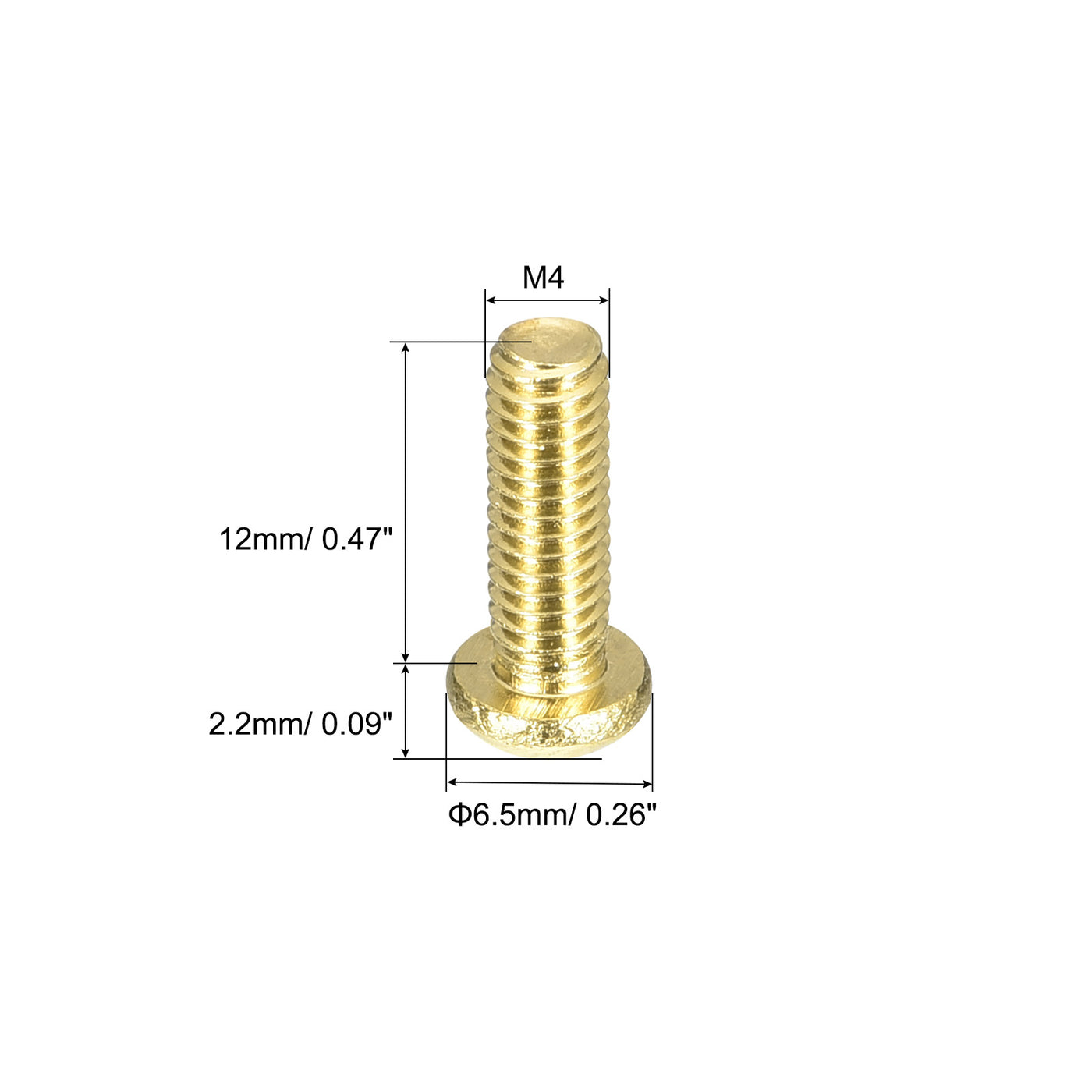 uxcell Uxcell Brass Machine Screws, M4x12mm Phillips Pan Head Fastener Bolts for Furniture, Office Equipment, Electronics 36Pcs