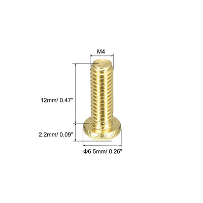 Harfington Uxcell Brass Machine Screws, M4x12mm Phillips Pan Head Fastener Bolts for Furniture, Office Equipment, Electronics 36Pcs