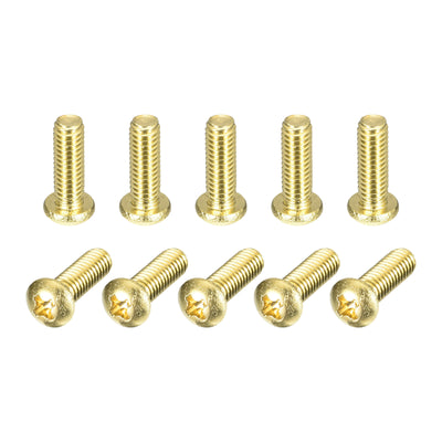 Harfington Uxcell Brass Machine Screws, M4x12mm Phillips Pan Head Fastener Bolts for Furniture, Office Equipment, Electronics 36Pcs