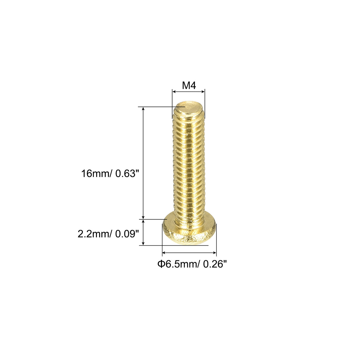 uxcell Uxcell Brass Machine Screws, M4x16mm Phillips Pan Head Fastener Bolts for Furniture, Office Equipment, Electronics 36Pcs