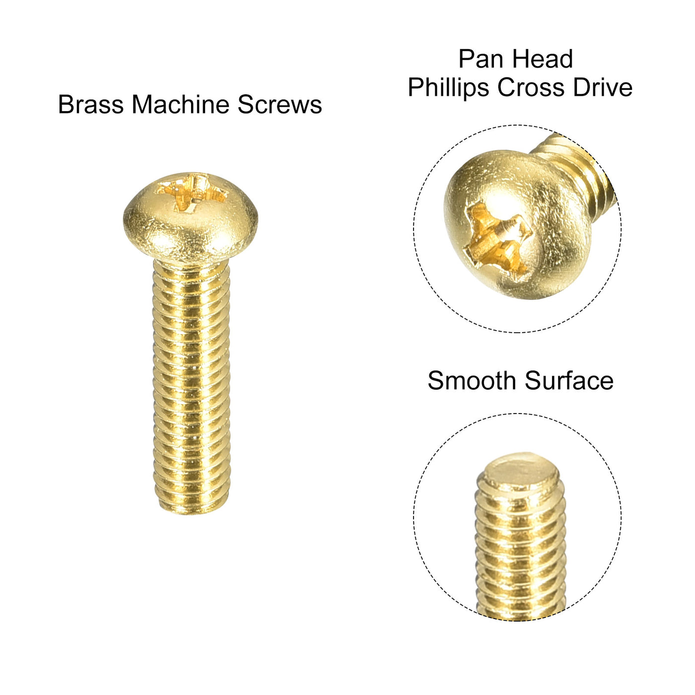 uxcell Uxcell Brass Machine Screws, M4x16mm Phillips Pan Head Fastener Bolts for Furniture, Office Equipment, Electronics 36Pcs