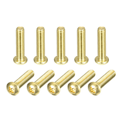 Harfington Uxcell Brass Machine Screws, M4x16mm Phillips Pan Head Fastener Bolts for Furniture, Office Equipment, Electronics 36Pcs