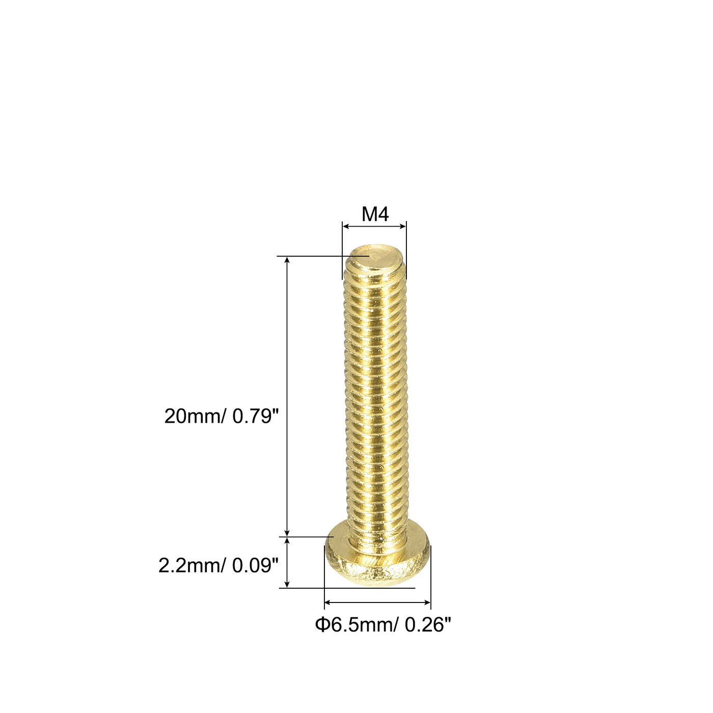 uxcell Uxcell Brass Machine Screws, M4x20mm Phillips Pan Head Fastener Bolts for Furniture, Office Equipment, Electronics 36Pcs