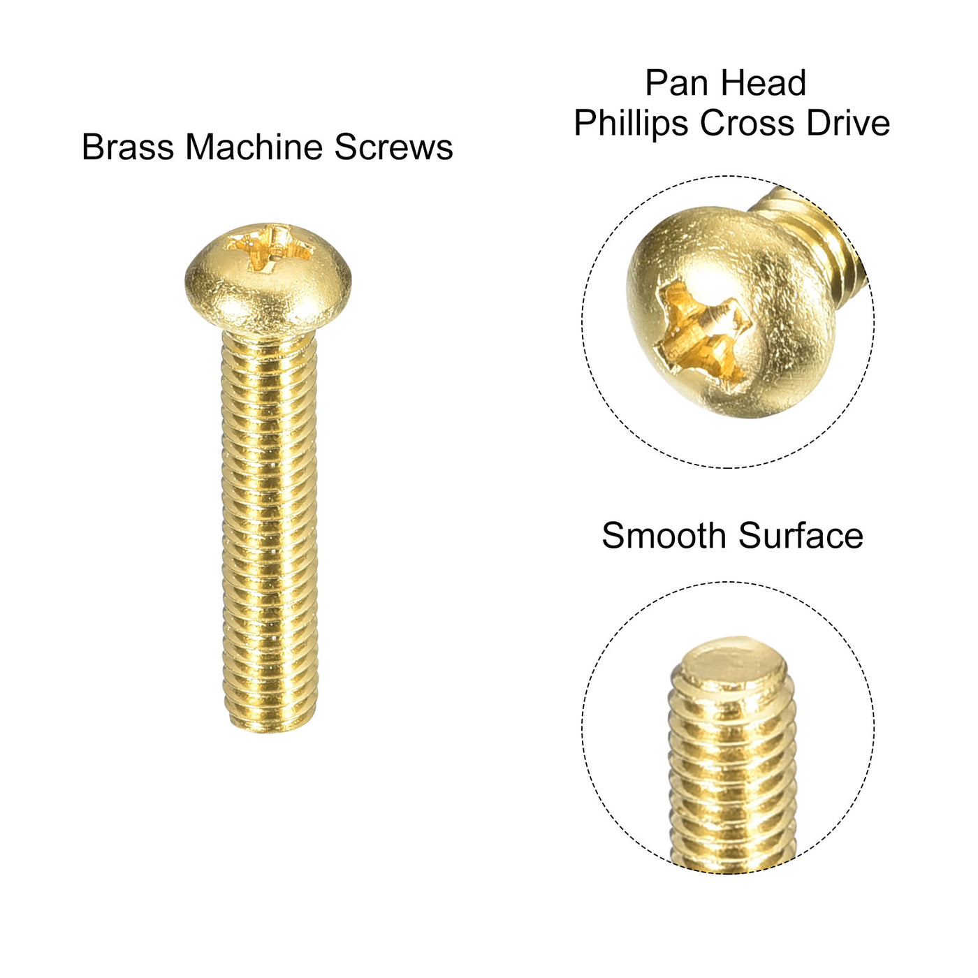 uxcell Uxcell Brass Machine Screws, M4x20mm Phillips Pan Head Fastener Bolts for Furniture, Office Equipment, Electronics 36Pcs