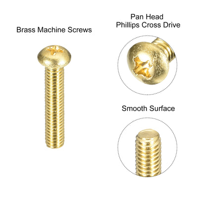 Harfington Uxcell Brass Machine Screws, M4x20mm Phillips Pan Head Fastener Bolts for Furniture, Office Equipment, Electronics 36Pcs