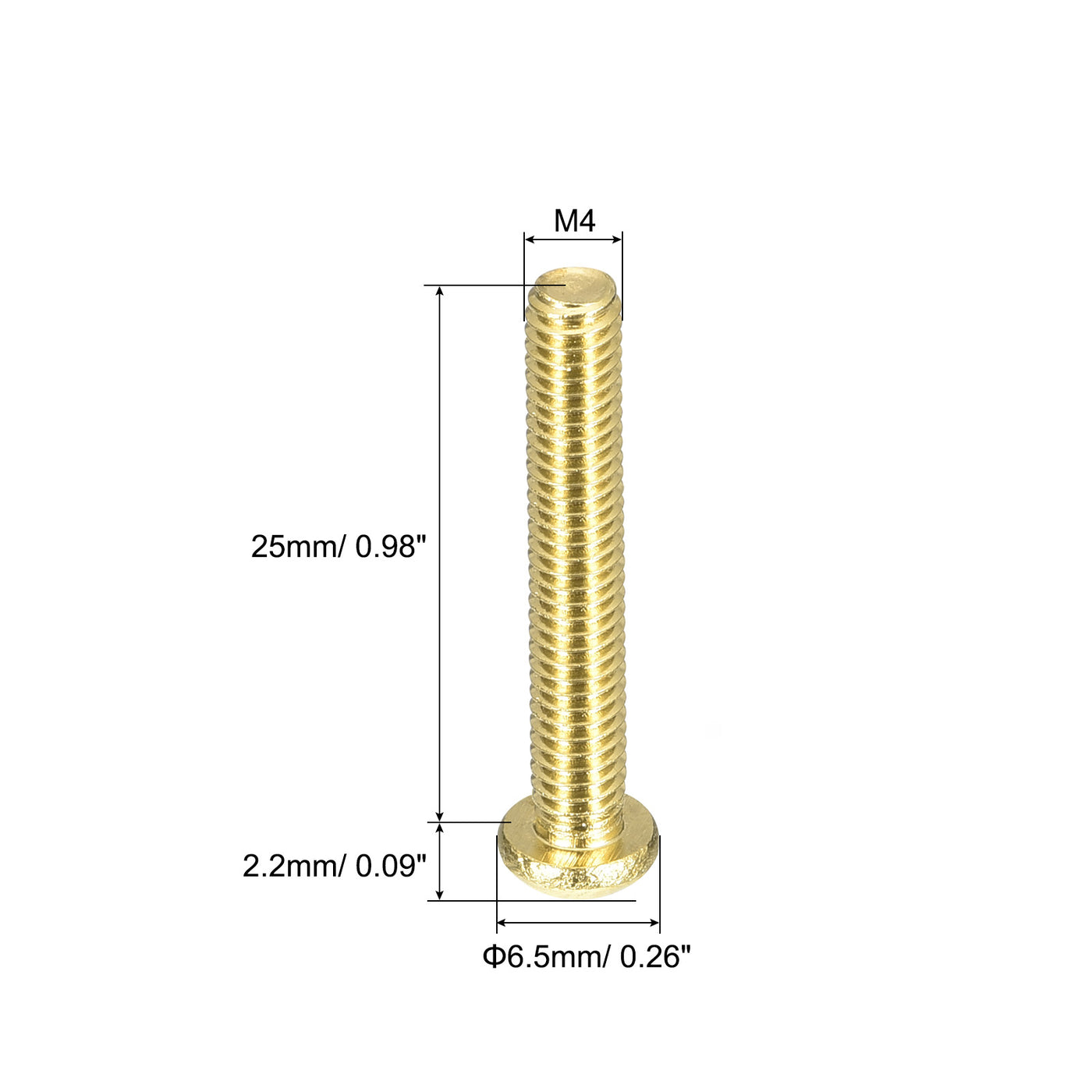 uxcell Uxcell Brass Machine Screws, M4x25mm Phillips Pan Head Fastener Bolts for Furniture, Office Equipment, Electronics 36Pcs