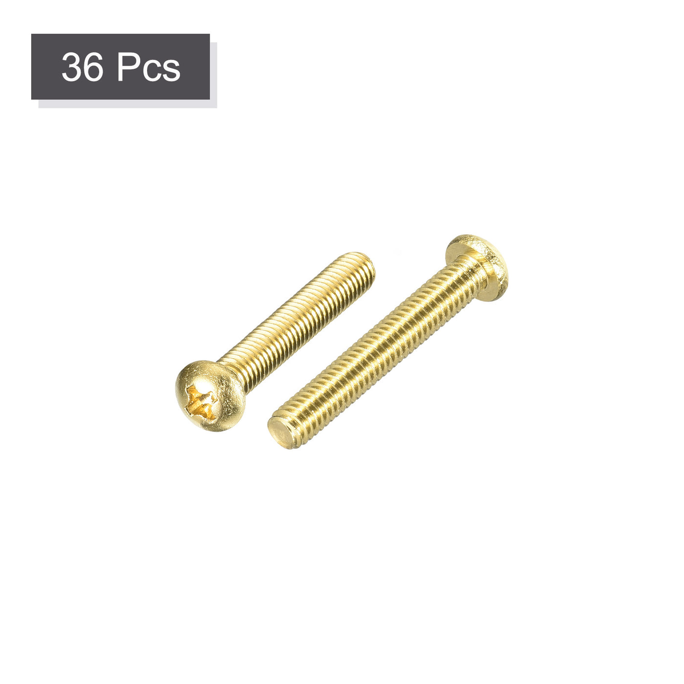 uxcell Uxcell Brass Machine Screws, M4x25mm Phillips Pan Head Fastener Bolts for Furniture, Office Equipment, Electronics 36Pcs