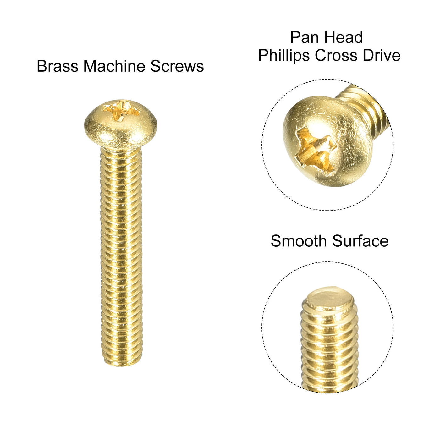 uxcell Uxcell Brass Machine Screws, M4x25mm Phillips Pan Head Fastener Bolts for Furniture, Office Equipment, Electronics 36Pcs