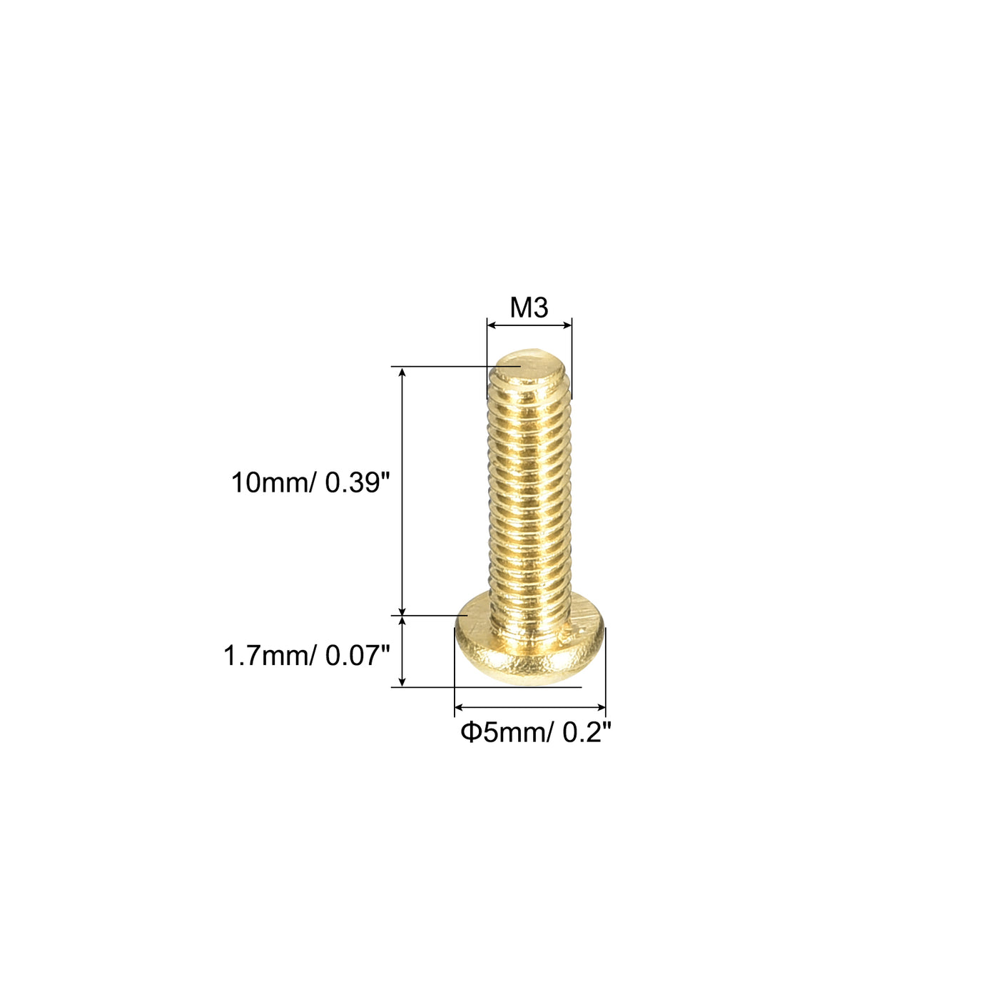 uxcell Uxcell Brass Machine Screws, M3x10mm Phillips Pan Head Fastener Bolts for Furniture, Office Equipment, Electronics 12Pcs