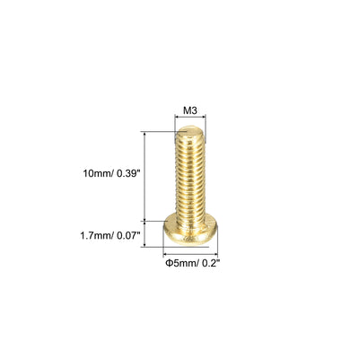 Harfington Uxcell Brass Machine Screws, M3x10mm Phillips Pan Head Fastener Bolts for Furniture, Office Equipment, Electronics 12Pcs