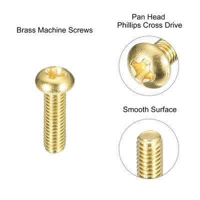 Harfington Uxcell Brass Machine Screws, M3x10mm Phillips Pan Head Fastener Bolts for Furniture, Office Equipment, Electronics 12Pcs