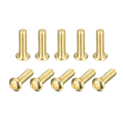 Harfington Uxcell Brass Machine Screws, M3x10mm Phillips Pan Head Fastener Bolts for Furniture, Office Equipment, Electronics 12Pcs