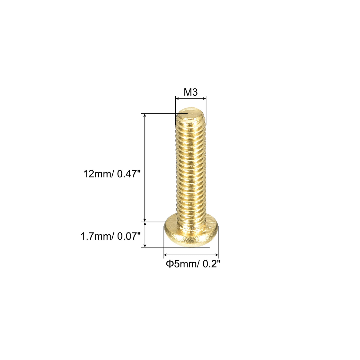 uxcell Uxcell Brass Machine Screws, M3x12mm Phillips Pan Head Fastener Bolts for Furniture, Office Equipment, Electronics 12Pcs