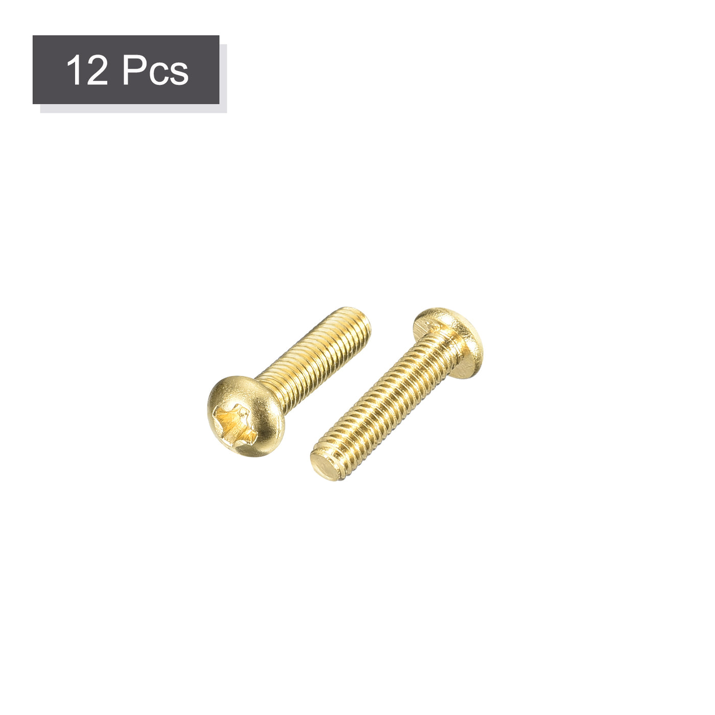 uxcell Uxcell Brass Machine Screws, M3x12mm Phillips Pan Head Fastener Bolts for Furniture, Office Equipment, Electronics 12Pcs