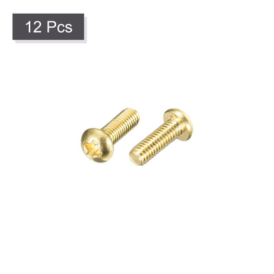 Harfington Uxcell Brass Machine Screws, M3x8mm Phillips Pan Head Fastener Bolts for Furniture, Office Equipment, Electronics 12Pcs