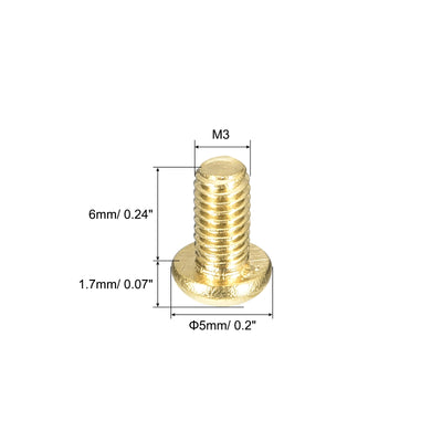 Harfington Uxcell Brass Machine Screws, M3x6mm Phillips Pan Head Fastener Bolts for Furniture, Office Equipment, Electronics 60Pcs