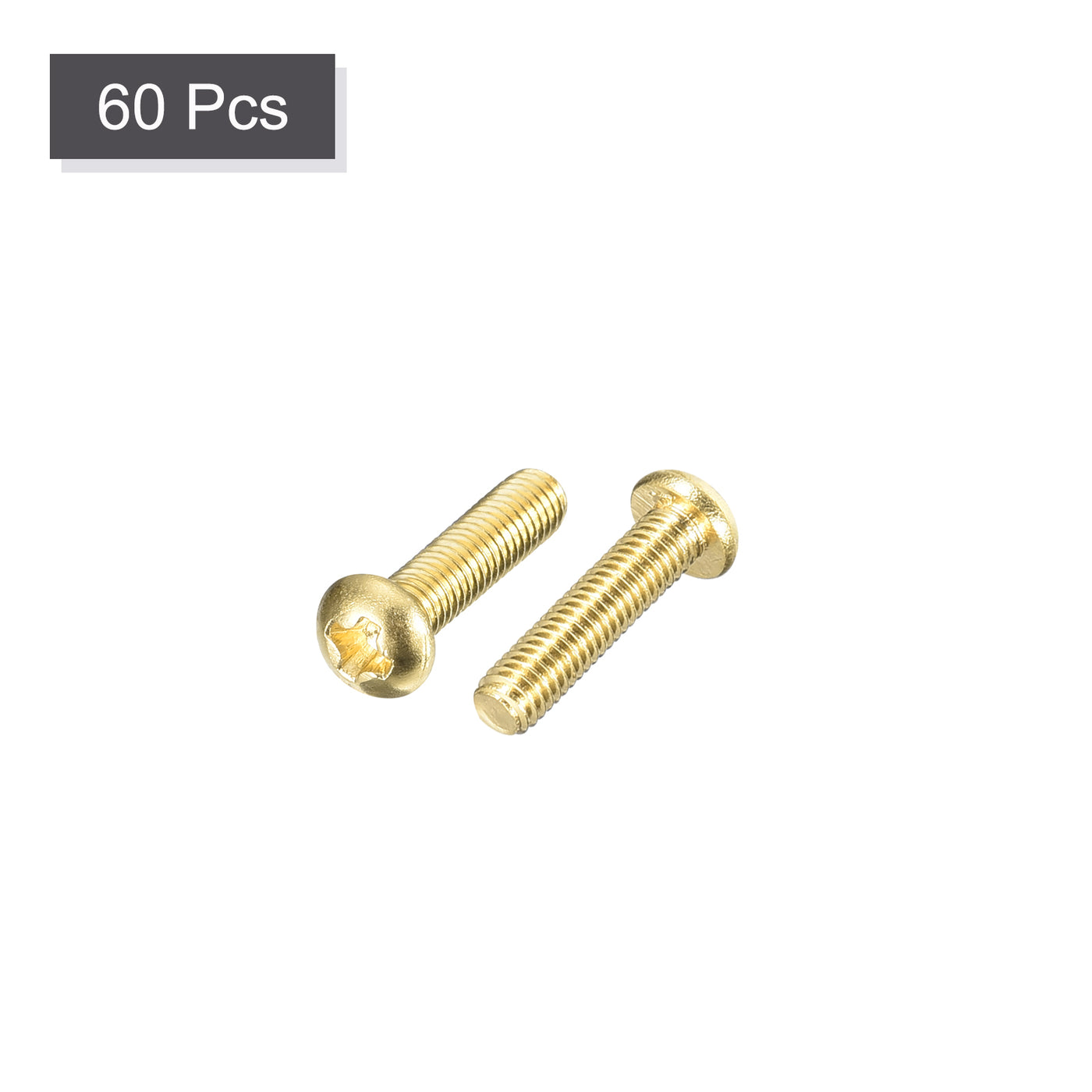 uxcell Uxcell Brass Machine Screws, M3x12mm Phillips Pan Head Fastener Bolts for Furniture, Office Equipment, Electronics 60Pcs