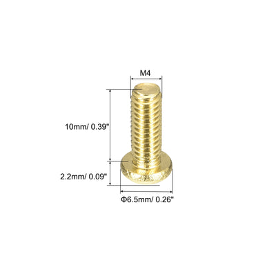 Harfington Uxcell Brass Machine Screws, M4x10mm Phillips Pan Head Fastener Bolts for Furniture, Office Equipment, Electronics 60Pcs