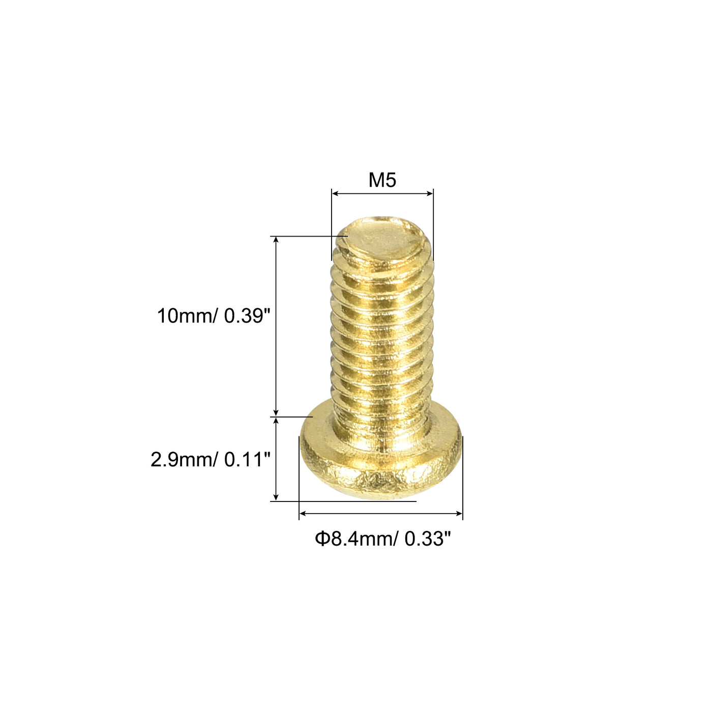 uxcell Uxcell Brass Machine Screws, M5x10mm Phillips Pan Head Fastener Bolts for Furniture, Office Equipment, Electronics 20Pcs